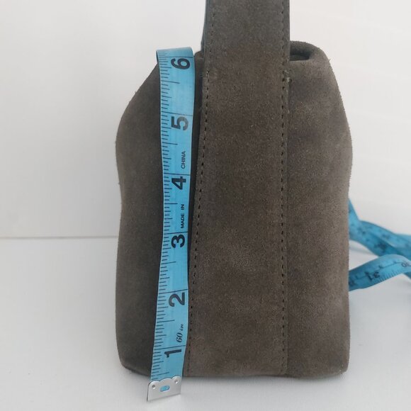 BIAGINI Dark Green Suede Shoulder Bag Italian Luxury Designer Gold Hardware NEW - Picture 13 of 16